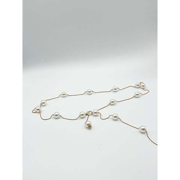 SVNX minimal pearl chain belt in gold, UK version