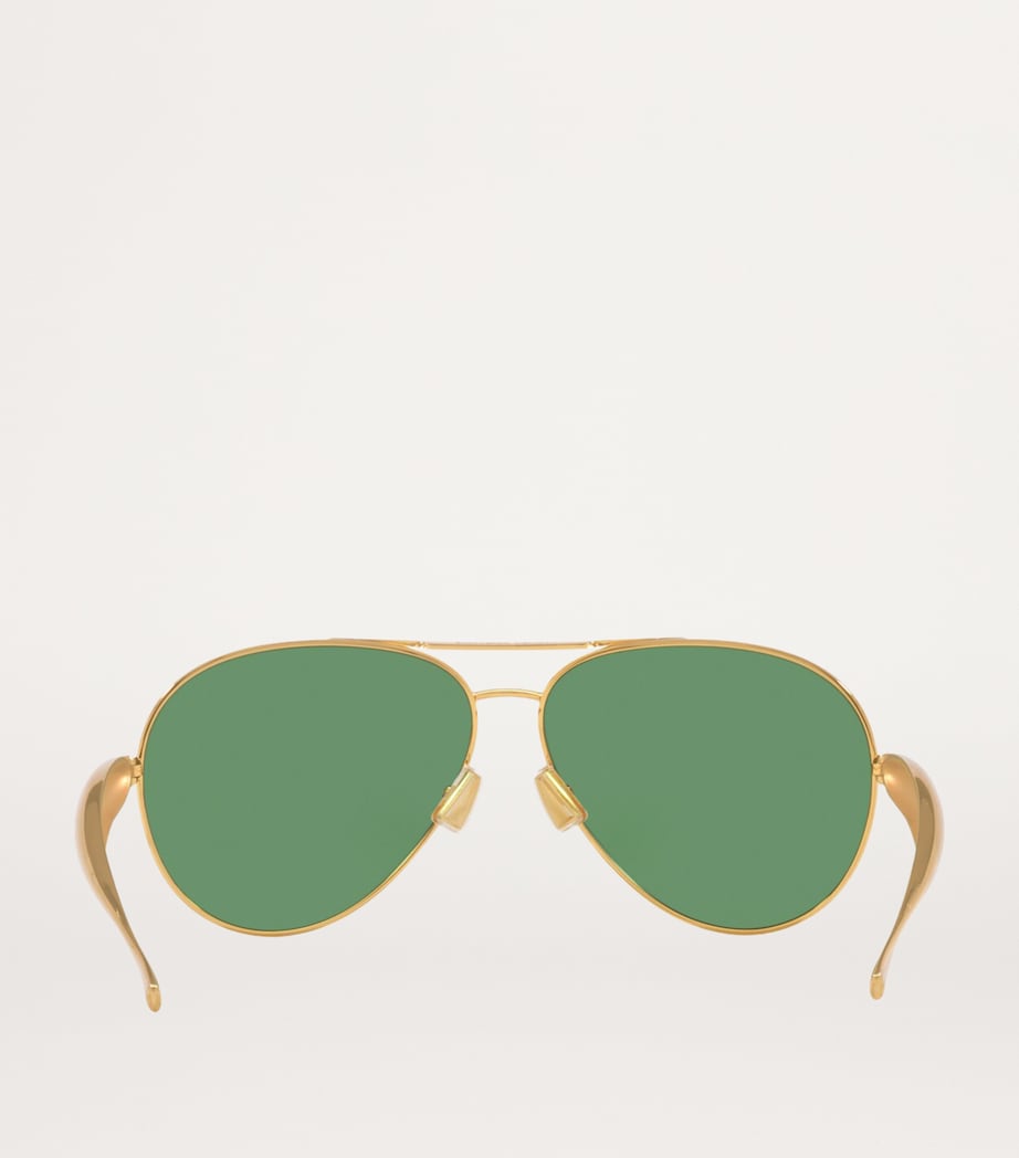 Bottega Veneta green-tinted aviator sunglasses (British brand)