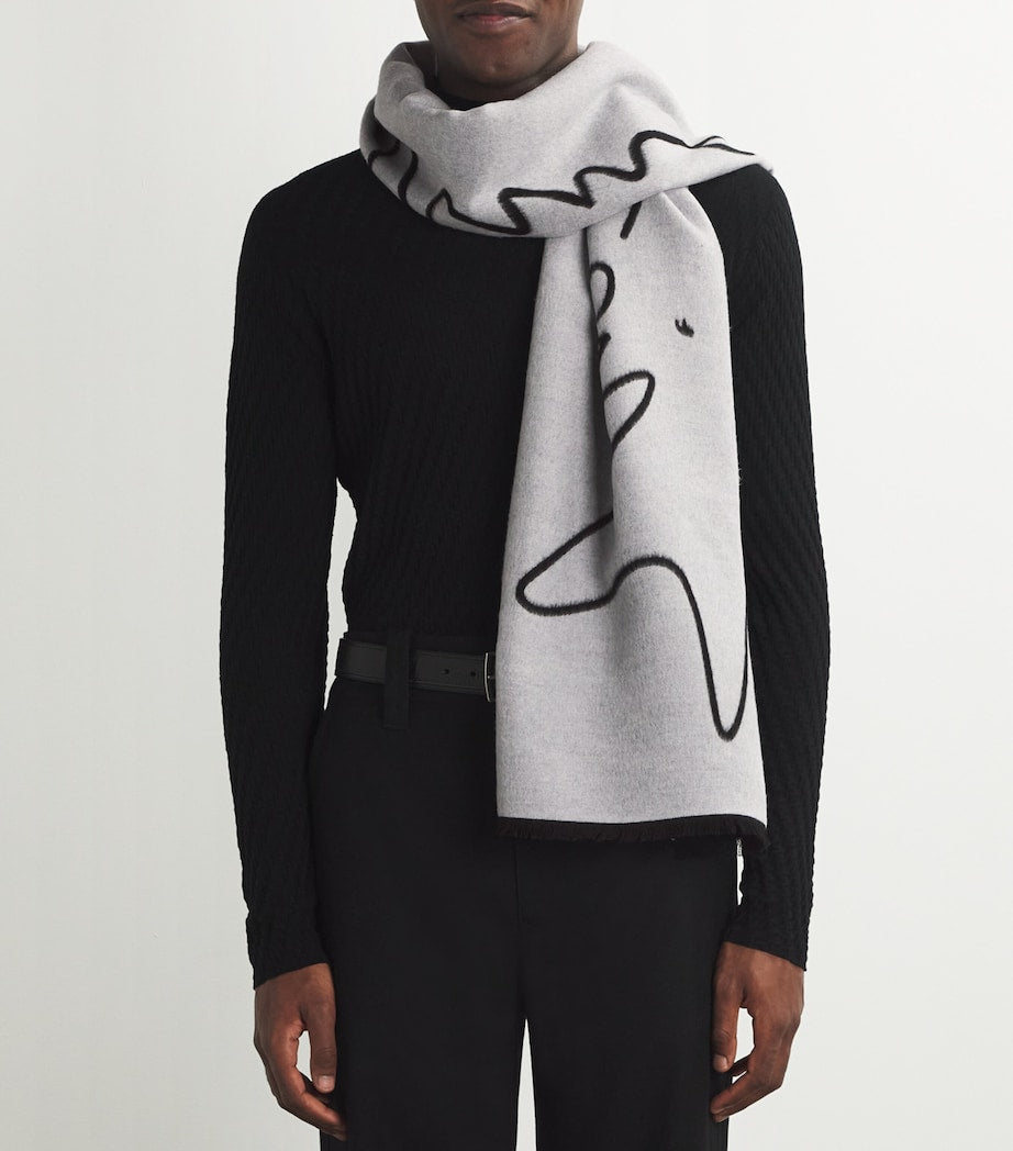 Giorgio Armani wool-silk signature scarf 40x180cm, UK version