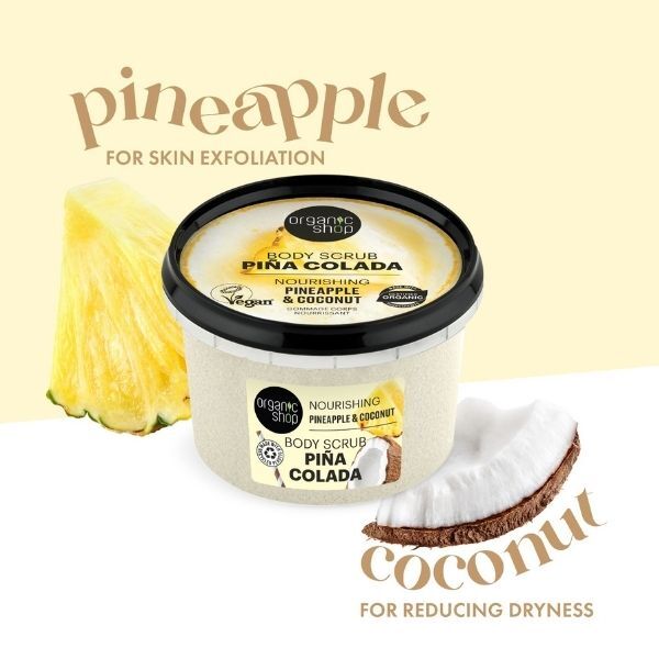 Organic Shop body scrub Pina Colada 250ml, imported from the UK