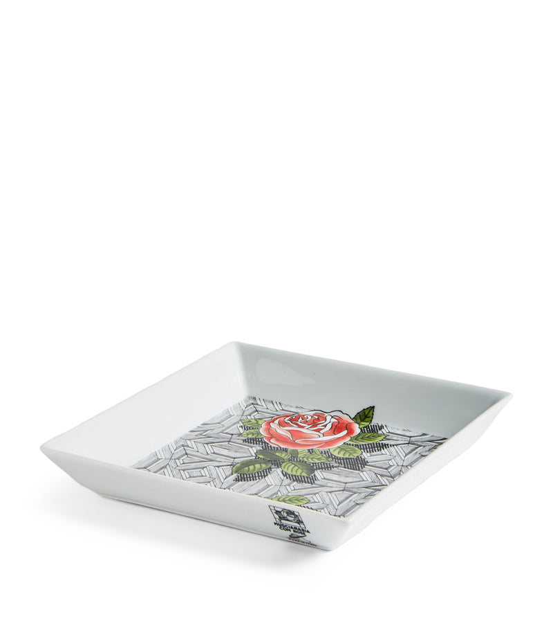 Fornasetti Musciarabia con rose square plate 20cm x 20cm - British product