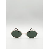 SVNX retro round sunglasses gold green lens - British product