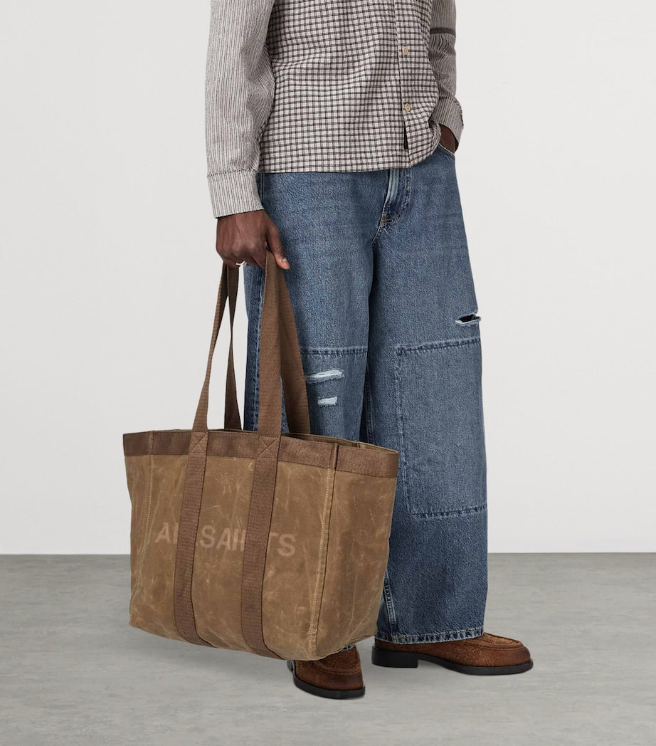 AllSaints Layo organic cotton canvas tote bag, imported from the UK