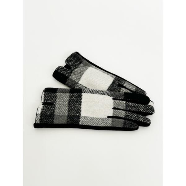 SVNX black and white checked print gloves, imported from the UK