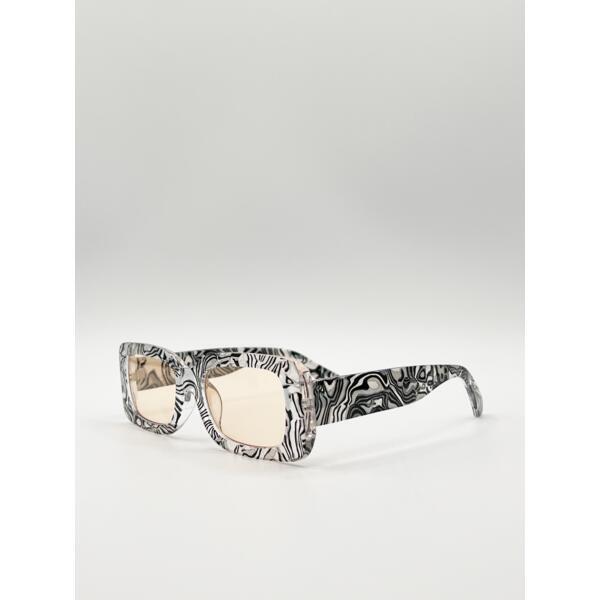 SVNX zebra print square frame sunglasses pink lenses (British brand)