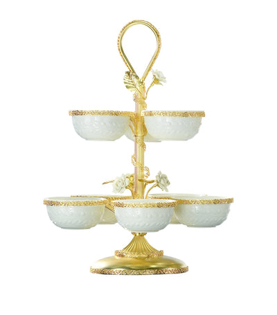 Harrods Pistachios Holder Handpainted with 24-Karat Gold Roses - Italian Porcelain Serveware- Buy online at McGrocer