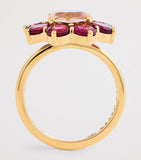 Jennifer Meyer yellow gold and rubellite flower ring, imported from the UK