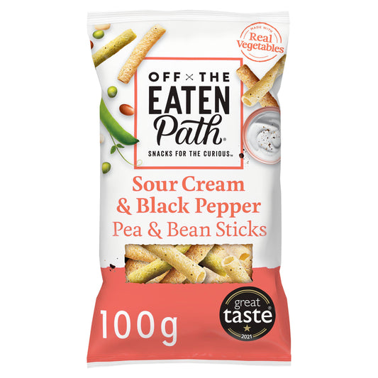 Off the Eaten Path Sour Cream & Pepper Bean Sticks 100g Sharing crisps Sainsburys   