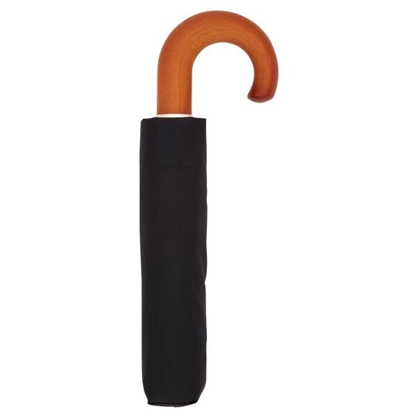 Superdrug Wood Crook Black Umbrella