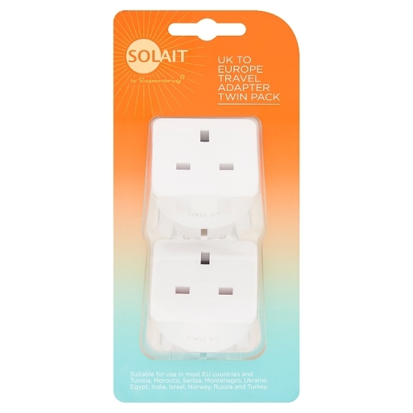 Solait UK to EU Travel Adaptor 2 Pack