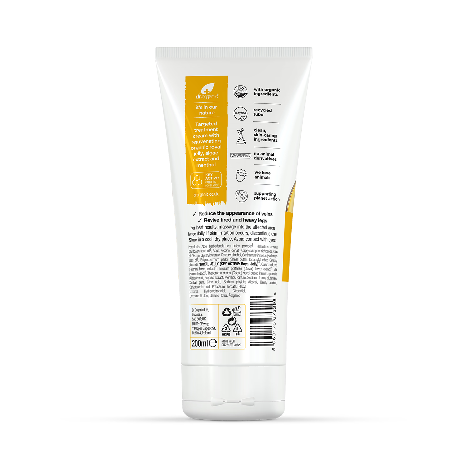 Dr Organic Royal Jelly Leg & Vein Cream 200ml - British product