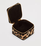 Smythson leopard print crossgrain leather trinket case, imported from the UK