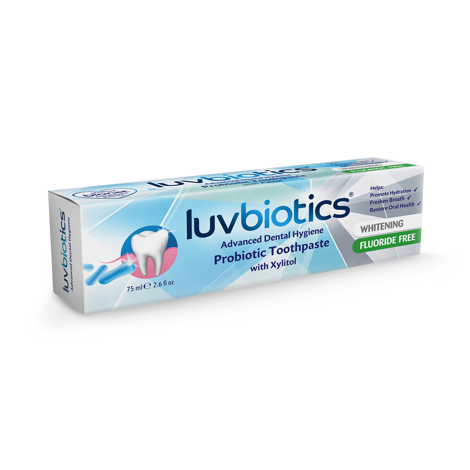 Luvbiotics probiotic fluoride free whitening toothpaste - British product