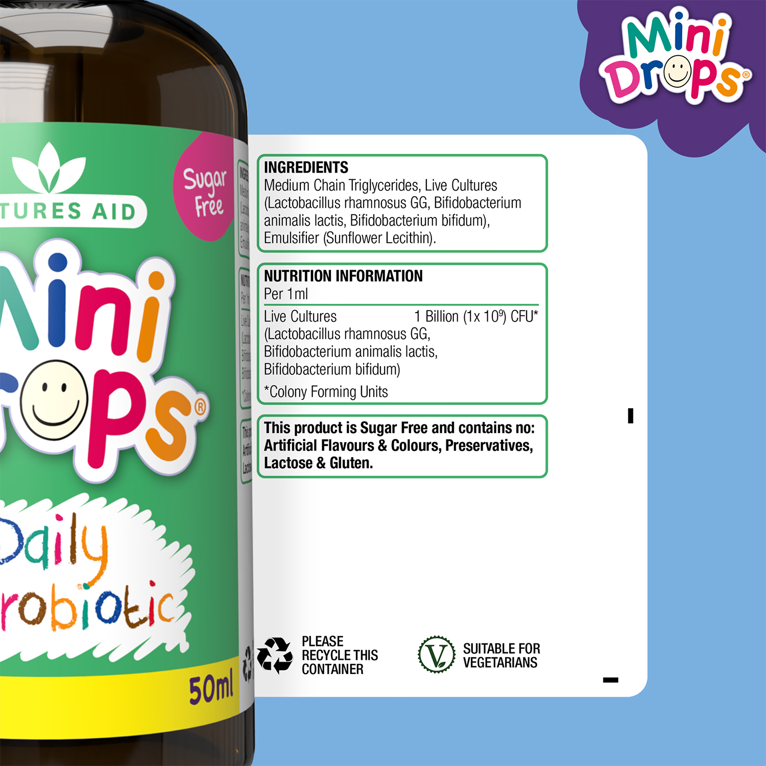 Natures Aid probiotic drops Daily Microbiotic 50ml - British product