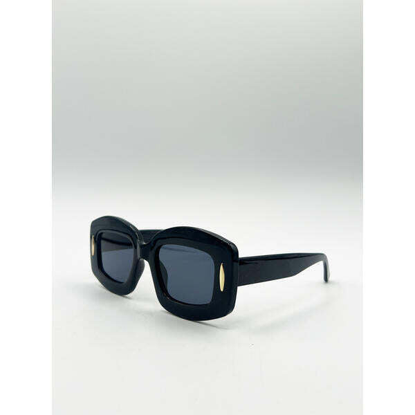 SVNX oversized chunky rectangle sunglasses in black (British brand)