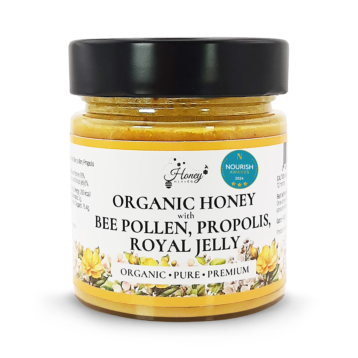 Honey Heaven organic honey bee pollen propolis royal jelly 300g (British brand)