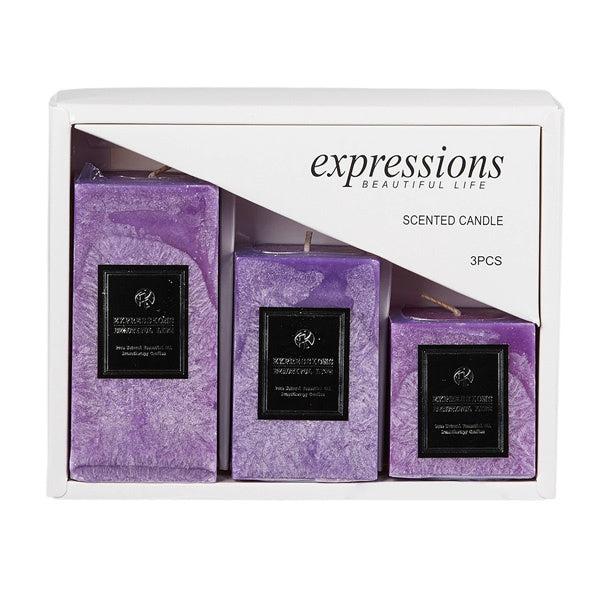 Livingandhome 3 piece lavender scented candle set, UK version