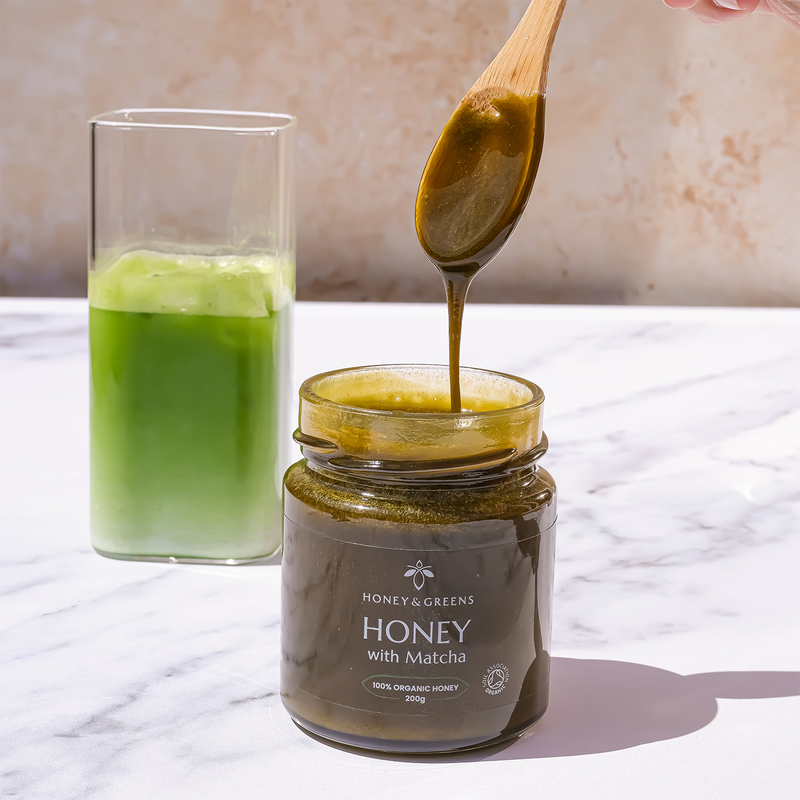 Honey & Greens organic honey matcha 200g, UK version