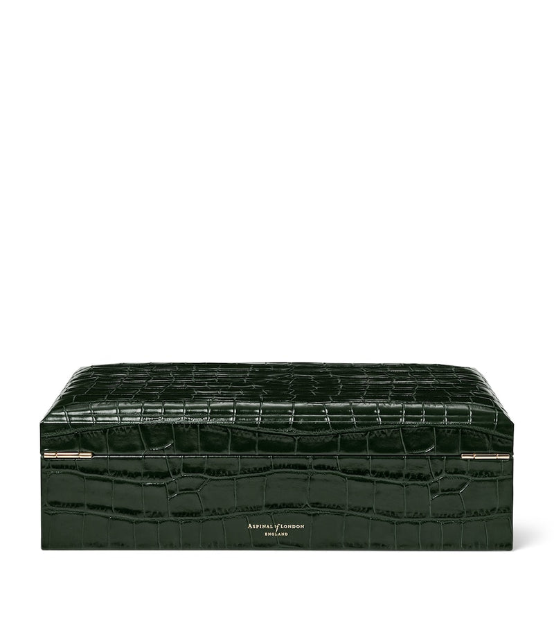Aspinal of London Savoy leather croc-embossed jewellery box - British product