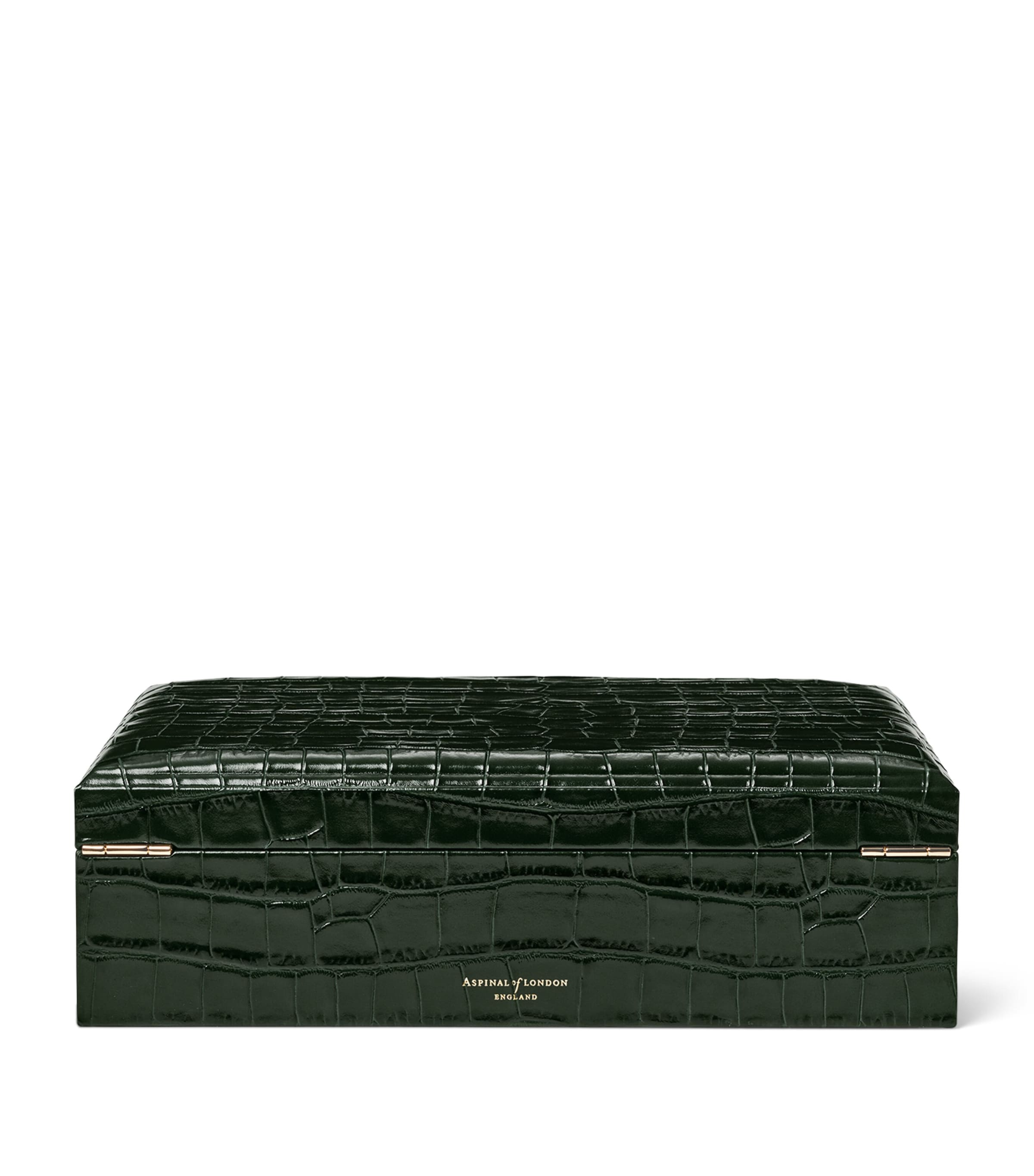 Aspinal of London Savoy leather croc-embossed jewellery box - British product