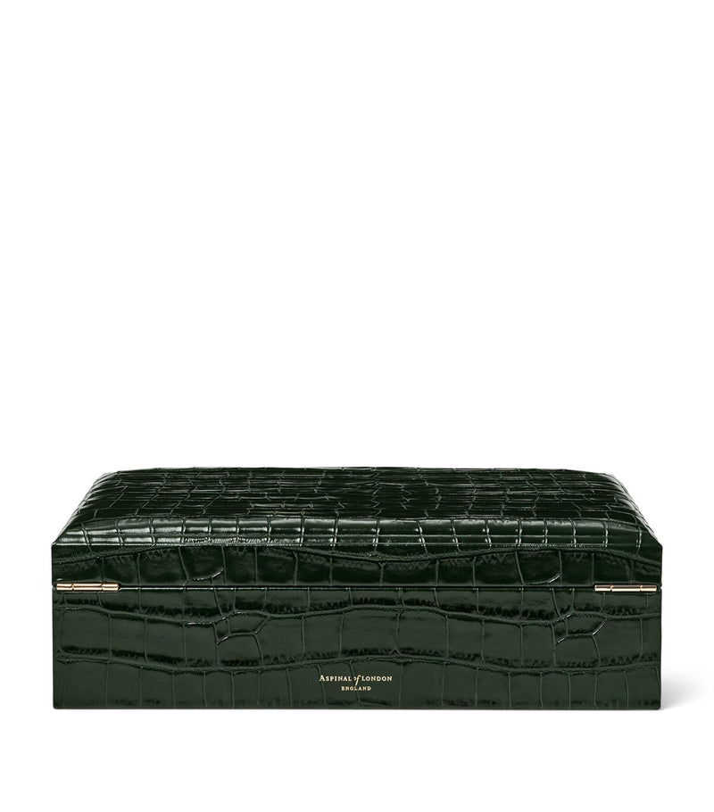 Aspinal of London Savoy leather croc-embossed jewellery box - British product