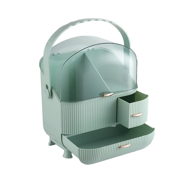 Livingandhome countertop makeup organizer with handle light green (British brand)