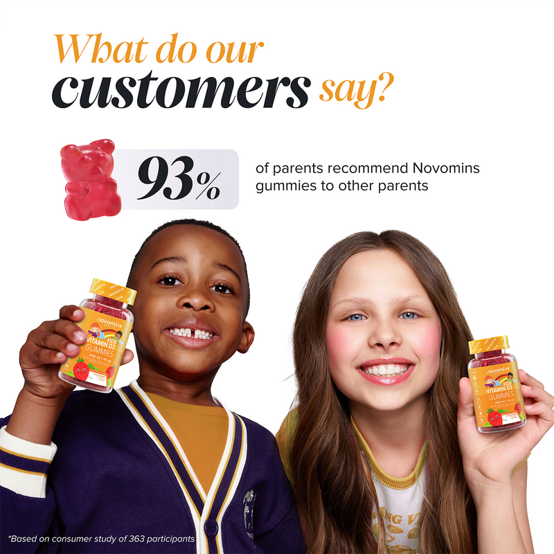 Novomins kids vitamin D3 gummies strawberry 90 gummies, imported from the UK