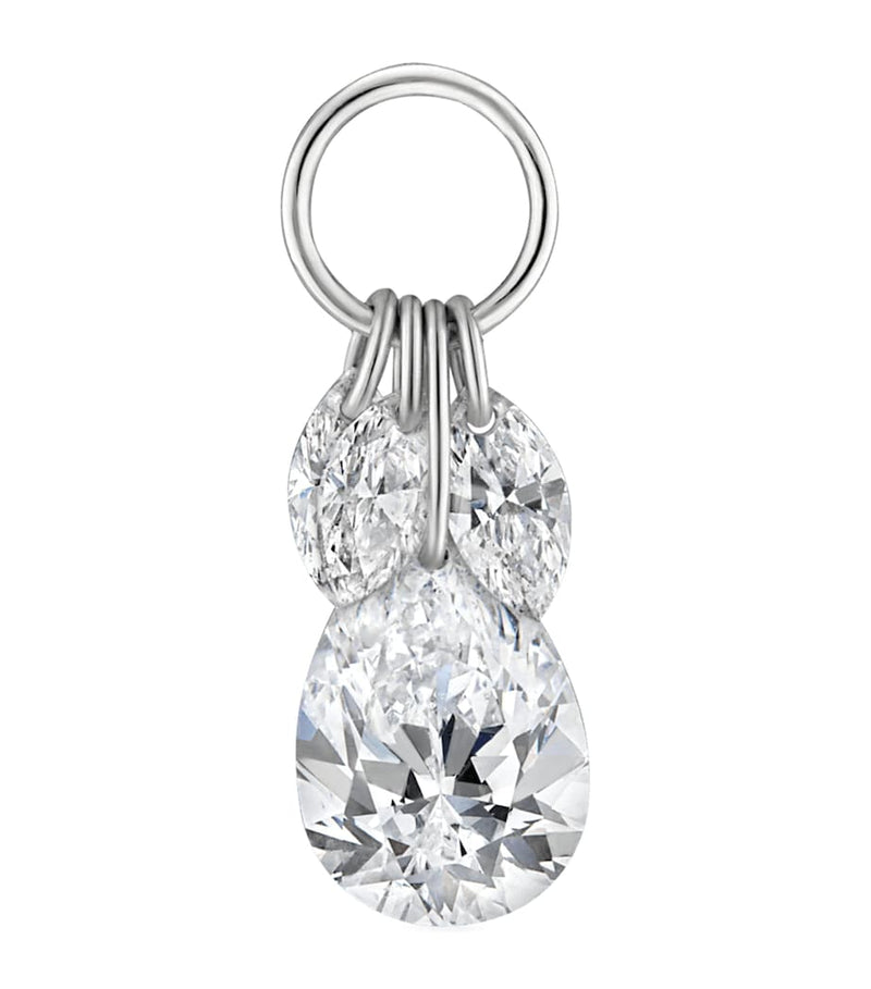 Maria Tash floating pear diamond charm, imported from the UK
