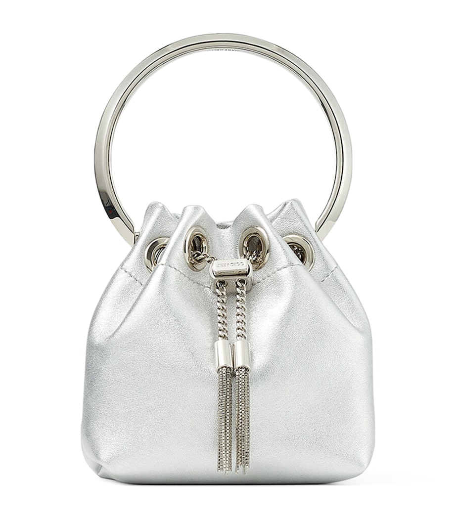 Jimmy Choo Micro Bon Bon top-handle bag silver leather (British brand)
