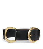 Chloé oversized leather belt with gold-tone C-shaped buckle (British brand)