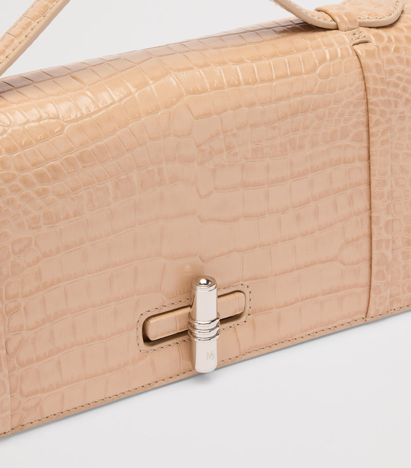 Malone Souliers croc-embossed May clutch bag, imported from the UK