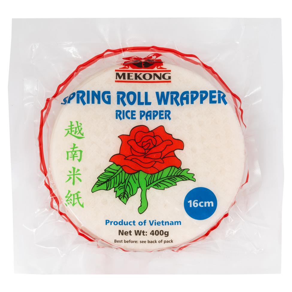 Mekong rice paper wrappers 16cm for spring rolls, imported from the UK