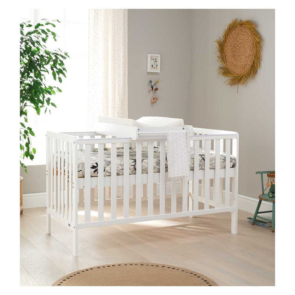 Tutti Bambini Malmo Cot Bed, Cot Top Changer and Mattress Bundle - White