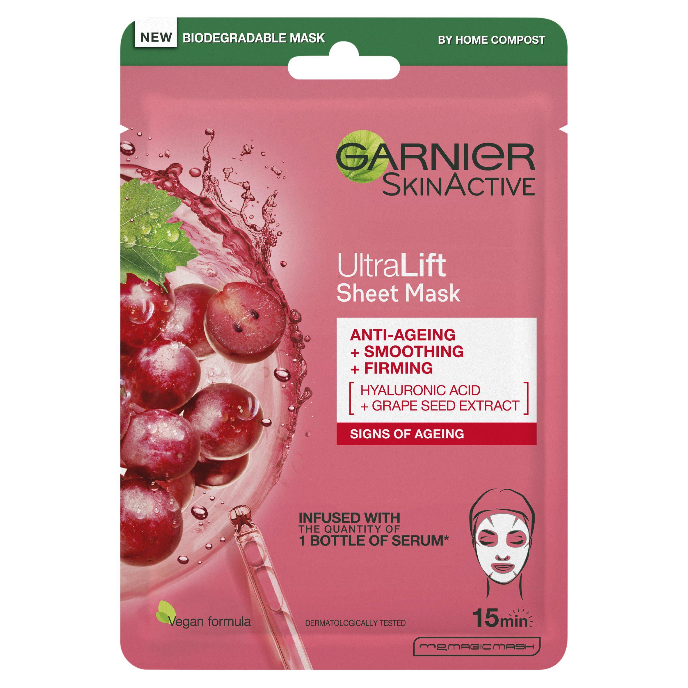 Garnier Ultralift Anti Ageing Radiance Boosting Face Sheet Mask 32g Masks Sainsburys   