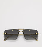 Lunettes de soleil rectangulaires sans monture Versace en métal doré - Produit britannique