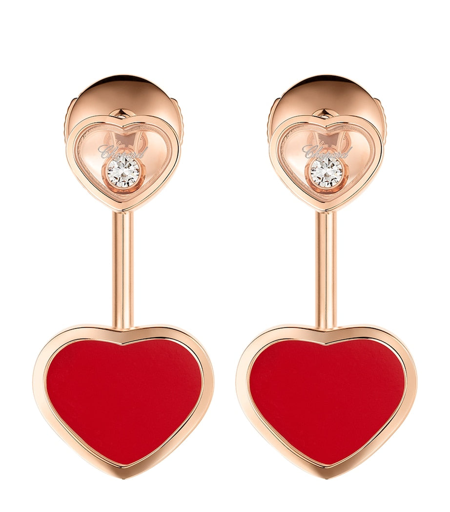 Chopard Happy Hearts rose gold earrings with diamond, imported from the UK