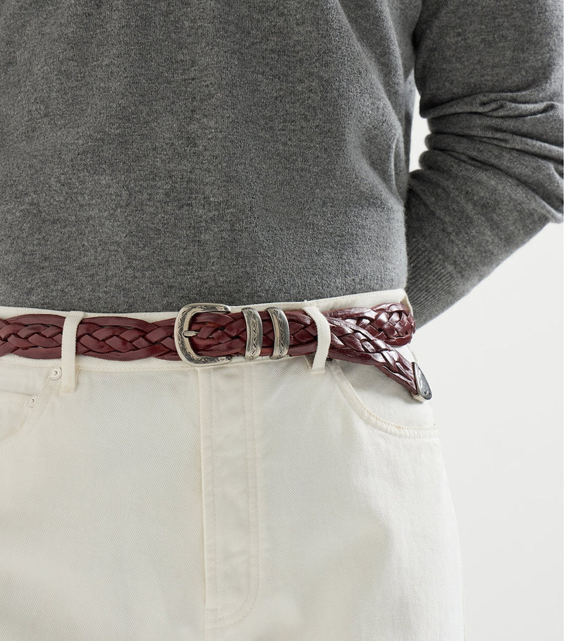 Brunello Cucinelli leather woven belt 3cm width, UK version
