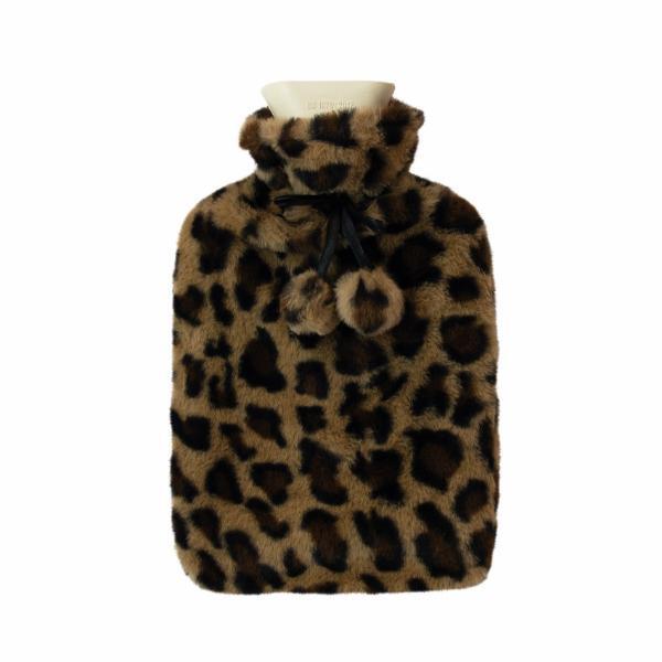 Aroma Home leopard faux fur hot water bottle 2L, imported from the UK