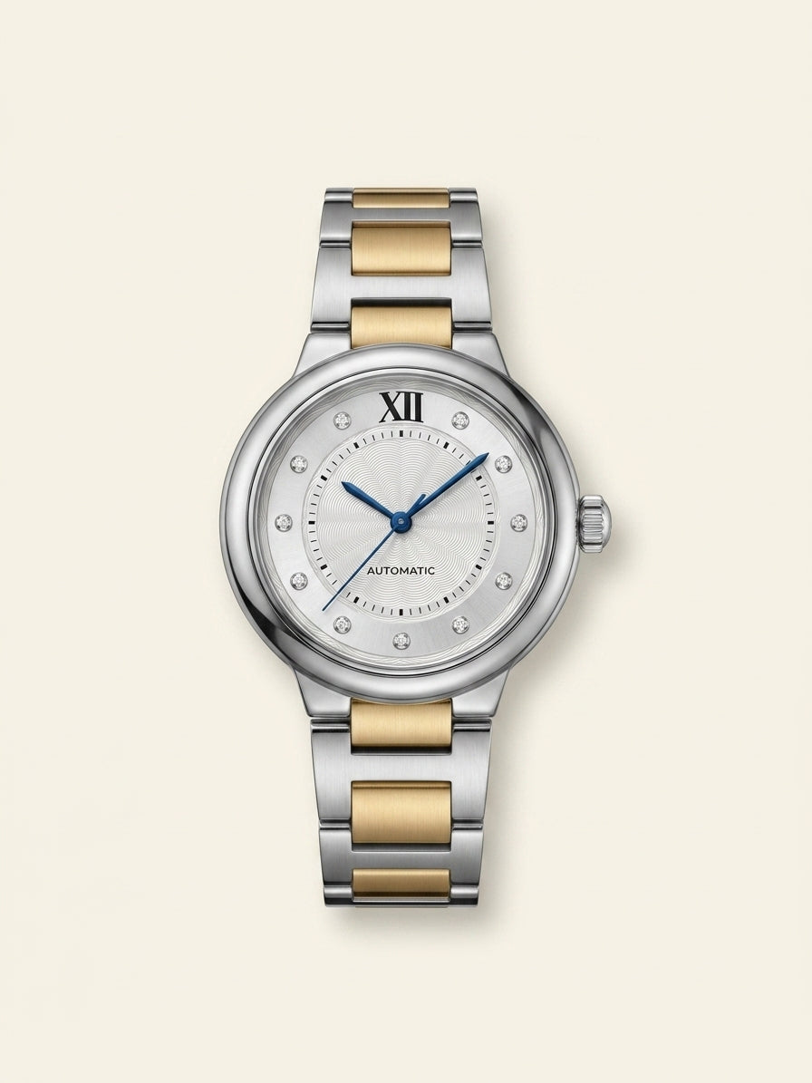 Cartier Ballon Bleu automatic watch rose gold steel diamond 33mm (British brand)
