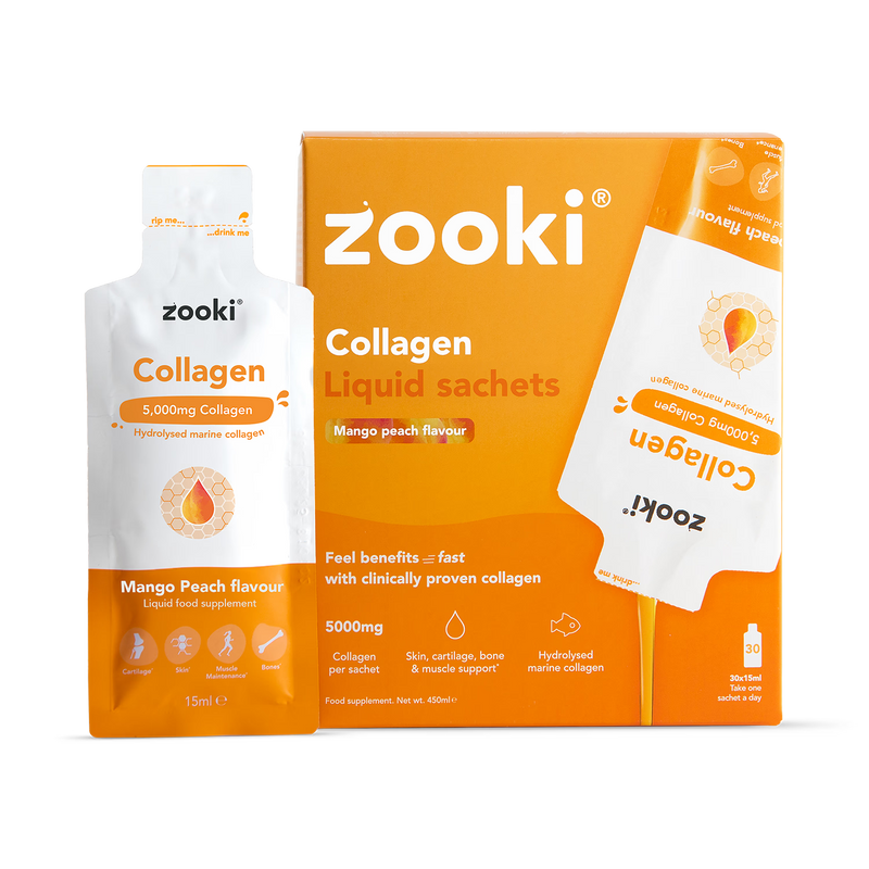 Zooki Marine Collagen Mango & Peach Flavour 30 Sachets - British product