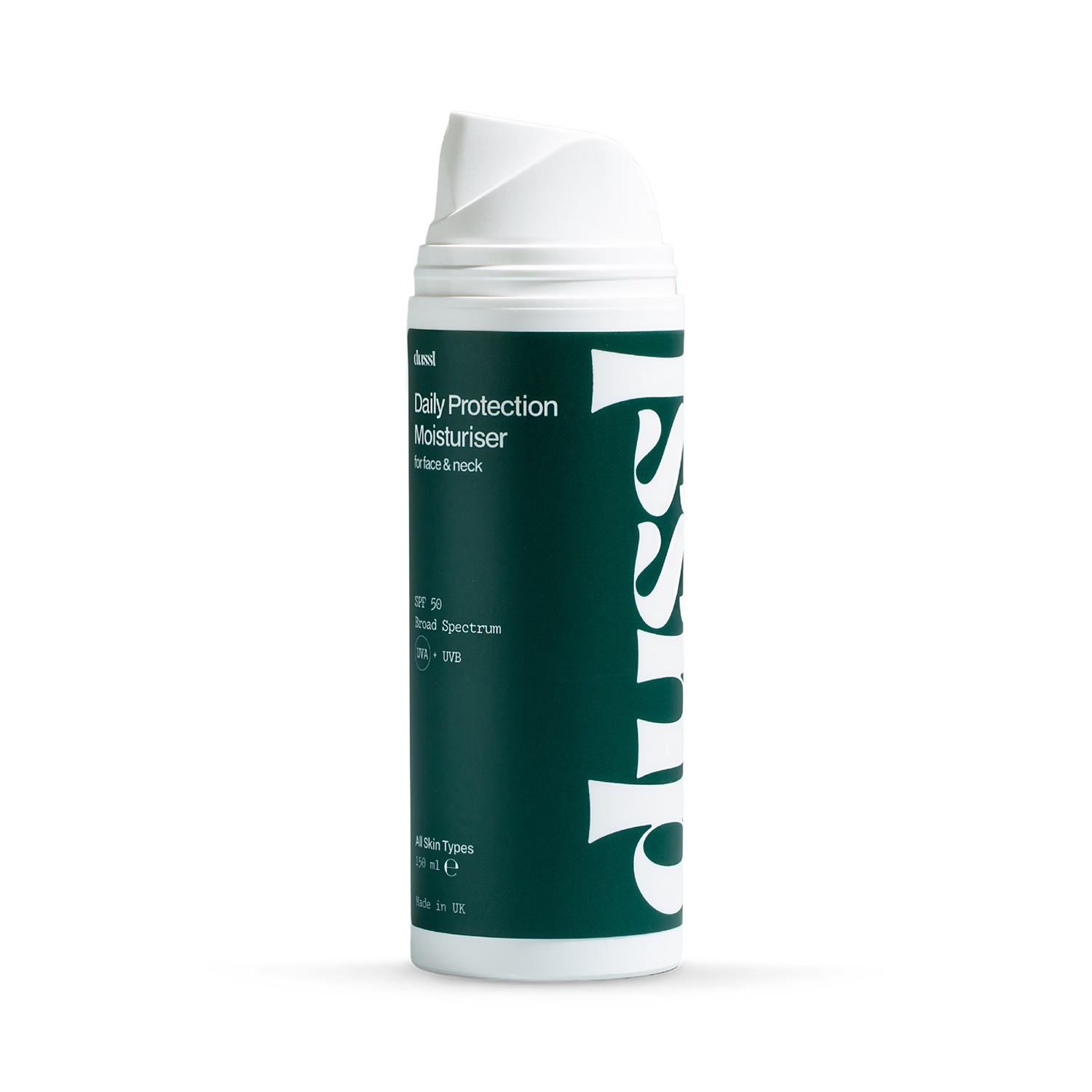 dussl moisturiser SPF 50 150ml, imported from the UK