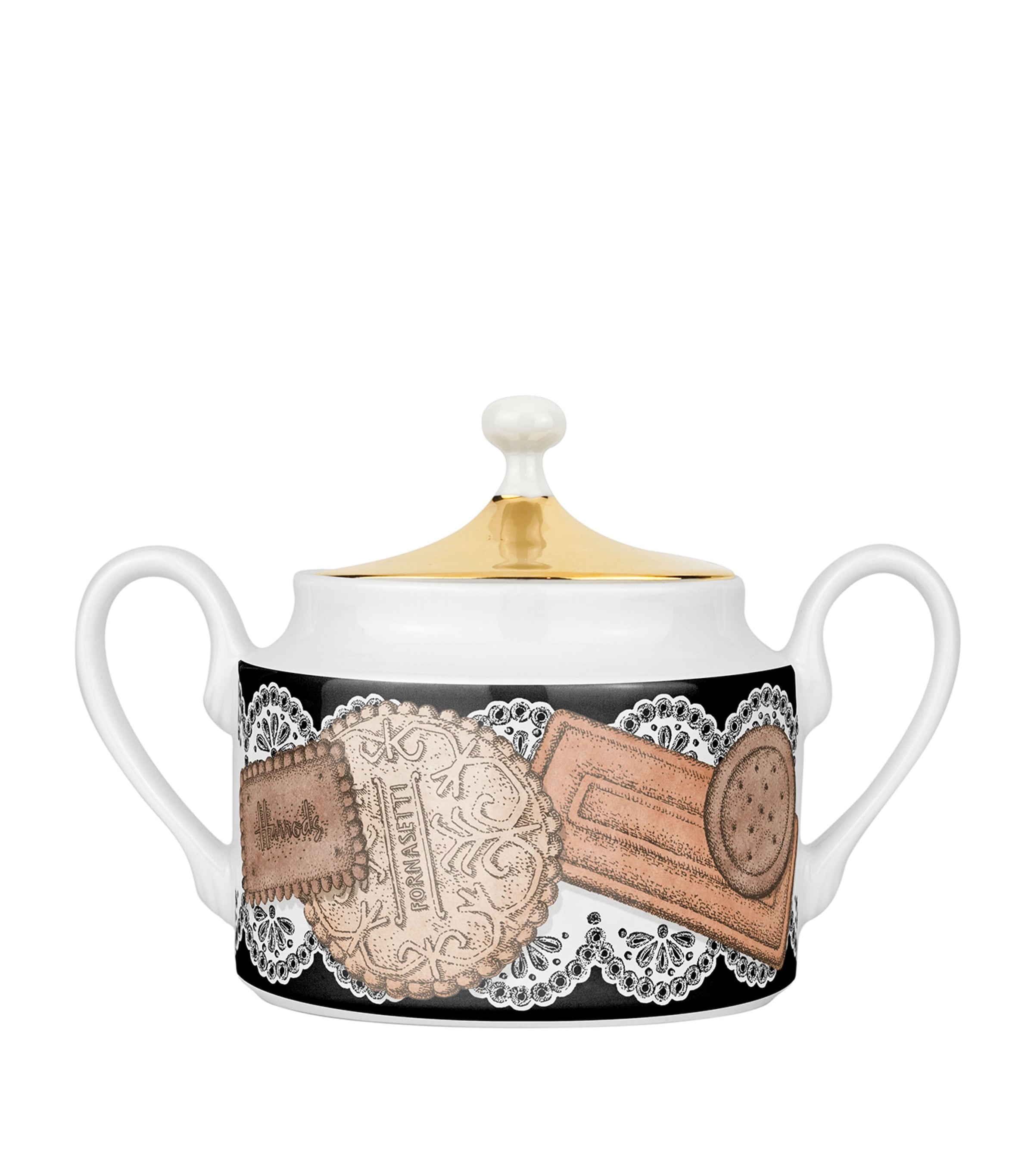 Fornasetti 175 Anniversary Edition Biscotti porcelain sugar bowl - British product