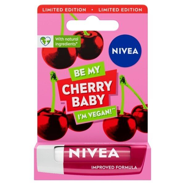 NIVEA Cherry Shine Lip Balm with Jojoba Oil 4.8g GOODS Superdrug   