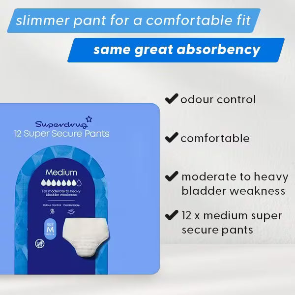 Superdrug Super Incontinence Pants Medium x12 (British brand)