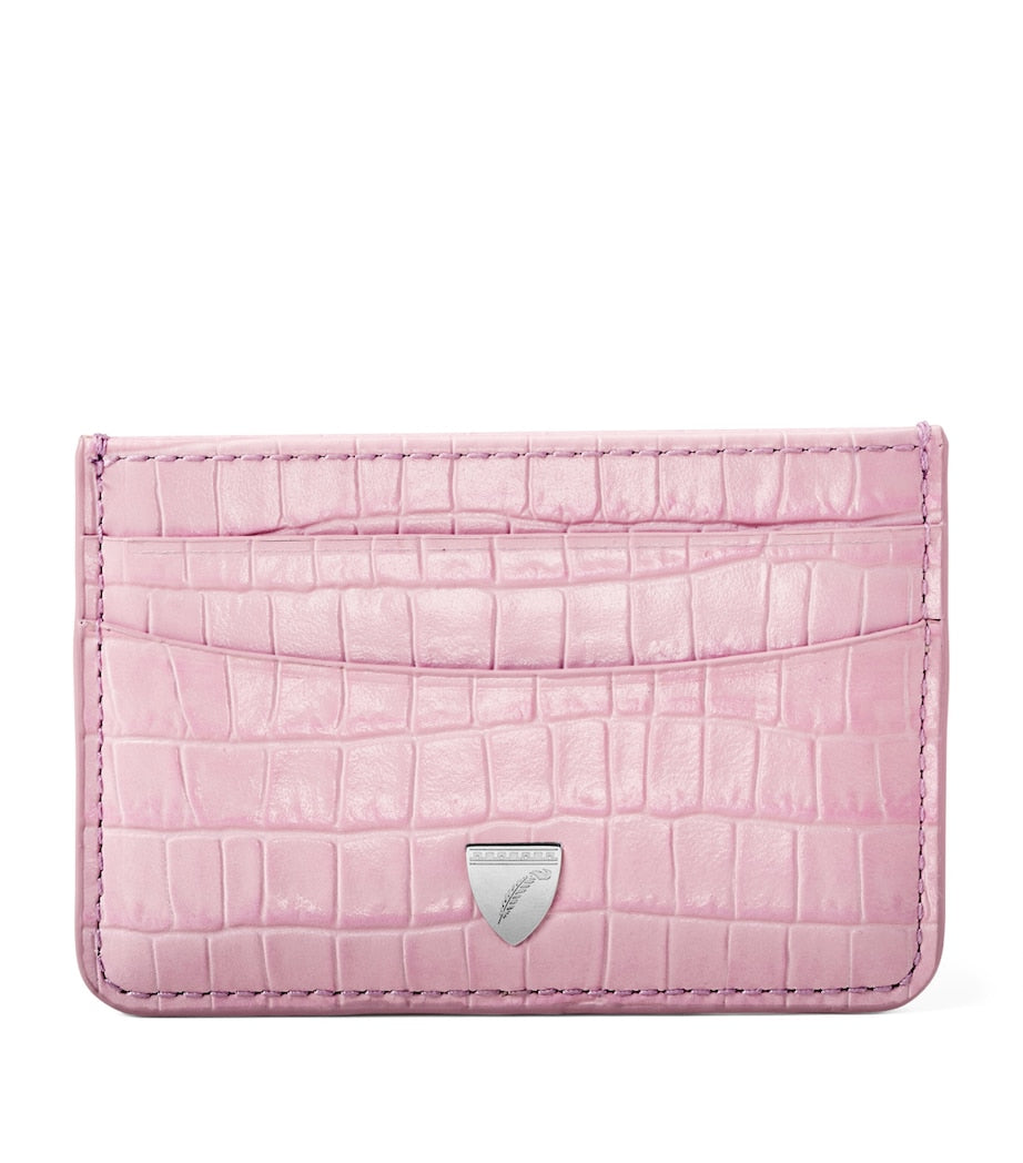 Aspinal of London slim croc-embossed card holder, imported from the UK