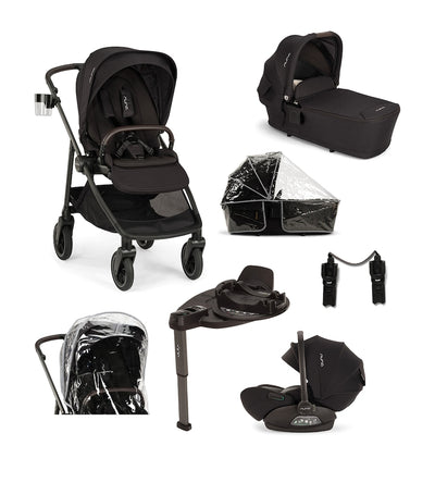 Nuna SWIV Pushchair, LYTL Carry Cot, ARRA Flex Car Seat and BASE Curv Adaptor Bundle