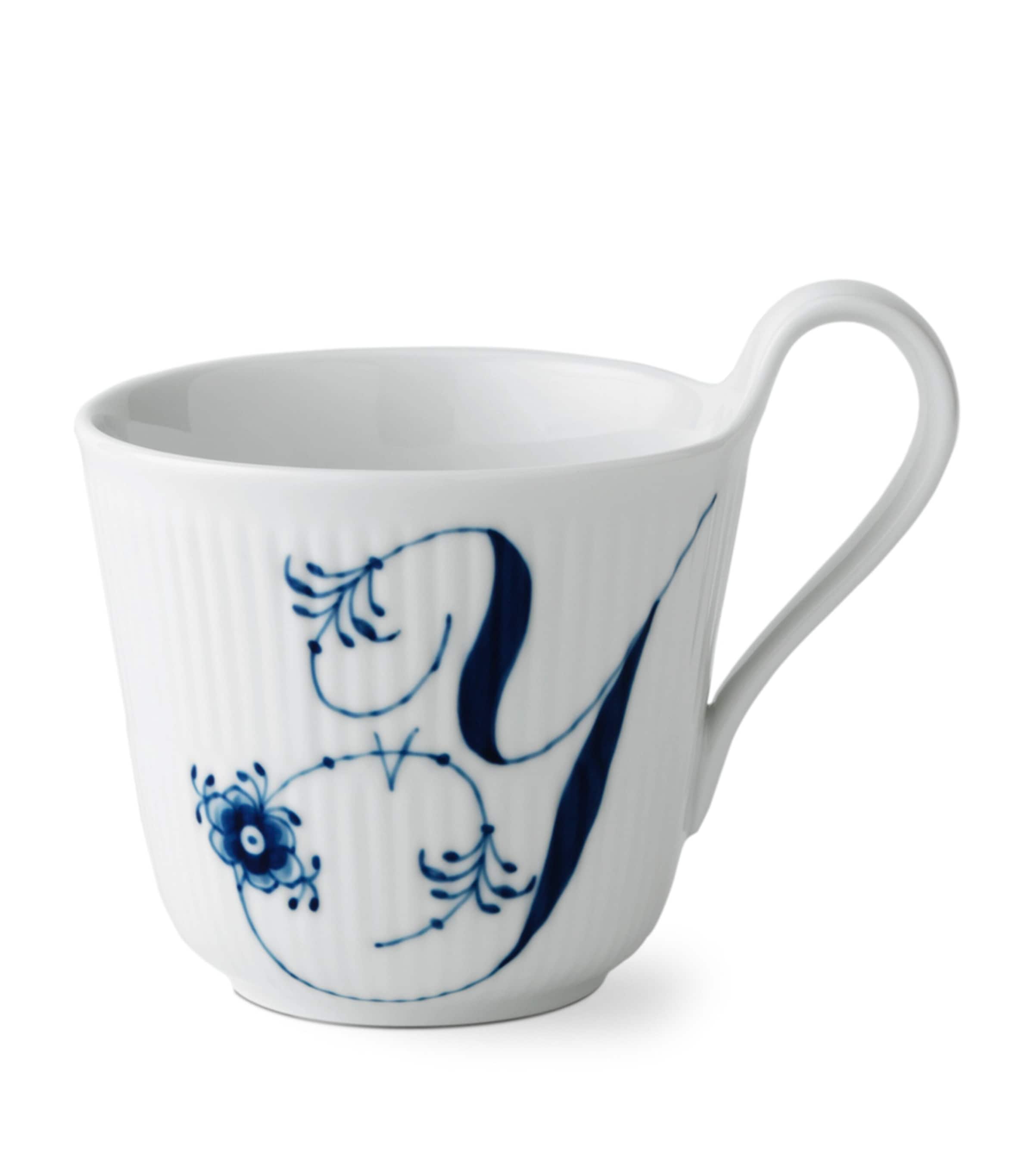 Royal Copenhagen porcelain fluted alphabet mug, imported from the UK