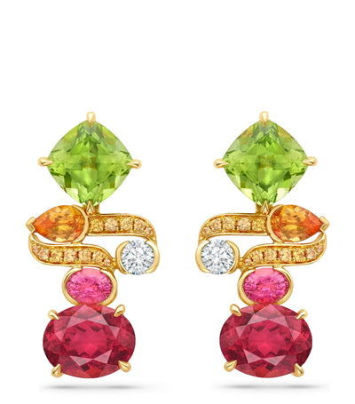 Harrods Boodles French Gold, Diamond and Mixed Gemstone Play of Light Earrings- Buy online at McGrocer