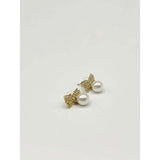 SVNX diamante bow pearl drop earrings gift boxed, imported from the UK