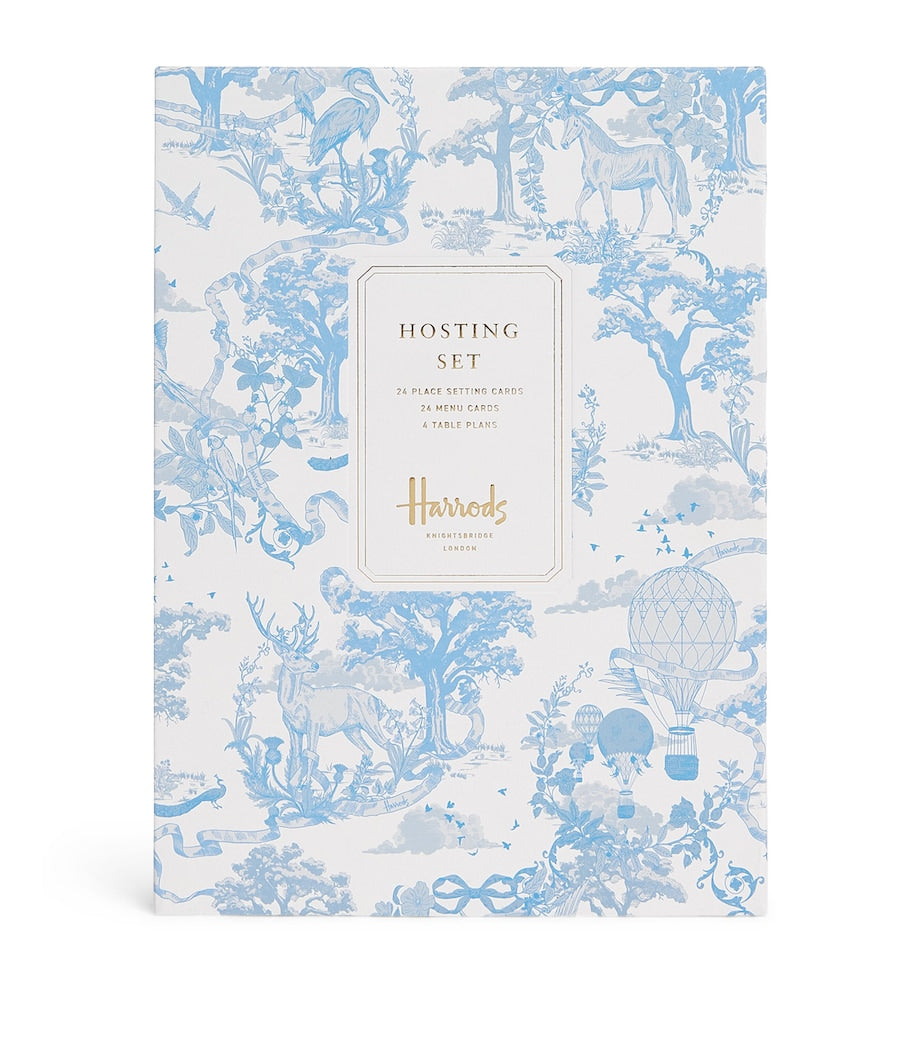 Harrods Toile du Jouy hosting set with place and menu cards (British brand)